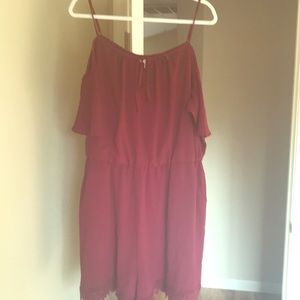 Maroon cold shoulder romper